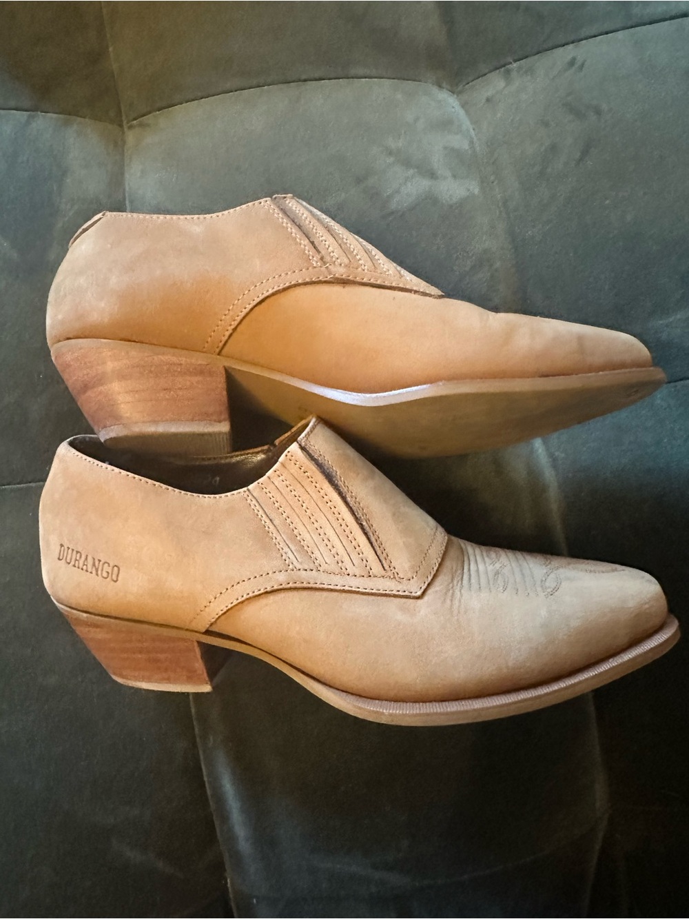 Durango Women’s Tan Slip-On Heeled Western Boots Vintage Booties